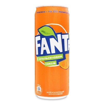 Напиток газированный апельсин ж/б Fanta, 0.33 л 1302410 фото