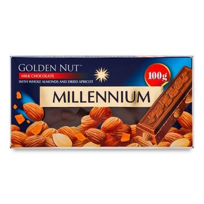 Шоколад молочний з мигдалем та курагою Millennium, 100 г 3593170 фото