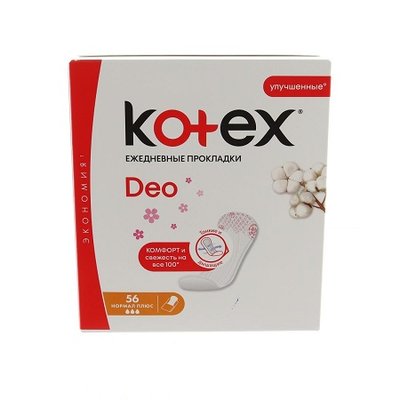 Прокладки ежедневные женские гигиенические Deo Normal Plus Kotex, 56 шт 3287560 фото