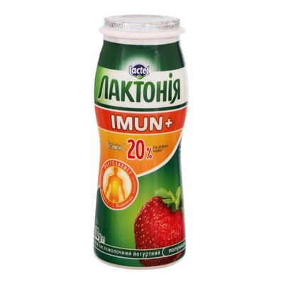 Напиток кисломолочный 1.5% Клубника Imun+ Лактонія, 100 г 2768570 фото
