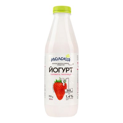Йогурт 1.4% Сочная клубника Молокія п/бут 770г 4267370 фото