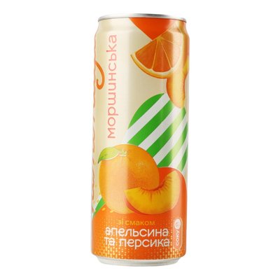 Напиток слабогазированный сокосодержащий со вкусом апельсина/персика ж/б Лимонада Моршинська, 0.33 л 4063750 фото