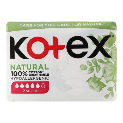 Прокладки гігієнічні Super Natural Kotex, 7 шт 3531440 фото