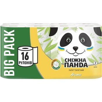 Бумага туалетная 2-x слойная Aroma Сніжна панда, 16 шт 3583570 фото