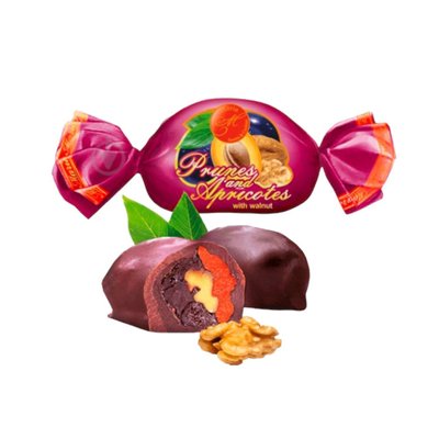Шоколадні цукерки Чорнослив та курага з волоським горіхом Мария, 100 г 3570590 фото