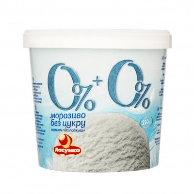 Морозиво без цукру 0%+0% Ласунка, 250 г 2298460 фото