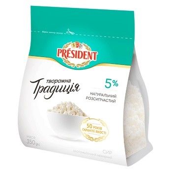 Сир кисломолочний 5% Творожна традиція President, 350 г 3011290 фото
