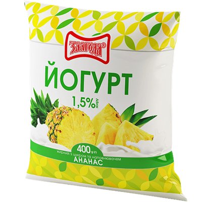 Йогурт 1.5% Ананас Злагода, 400 г 2708130 фото