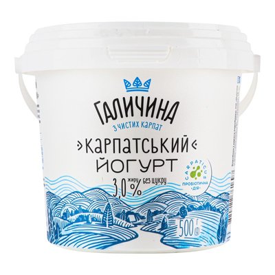 Йогурт 3% Без цукру Карпатський Галичина, 500 г 3776620 фото