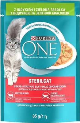 Корм для котов с индейкой и зеленой фасолью в соусе Purina One д/п 85г 3870420 фото