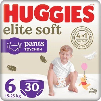 Підгузники-трусики для дітей 15-25кг 6 Elite Soft Huggies 30шт 3982280 фото