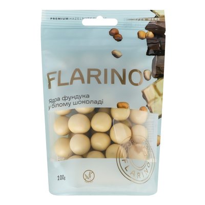 Фундук у бiлому шоколаді, фасований в дой-пак Flarino, 100 г 4172560 фото