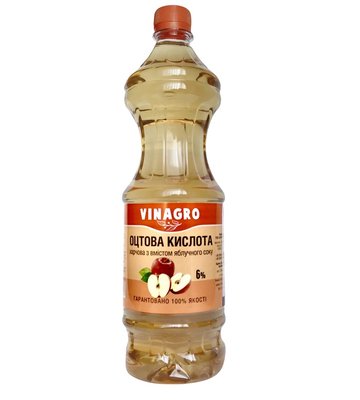 Уксусная кислота пищевая с добавлением яблочного сока 6% Vinagro, 0.9 л 3961750 фото