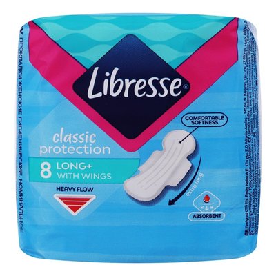 Прокладки гігієнічні Classic Protection Long+ Libresse, 8 шт 3496460 фото