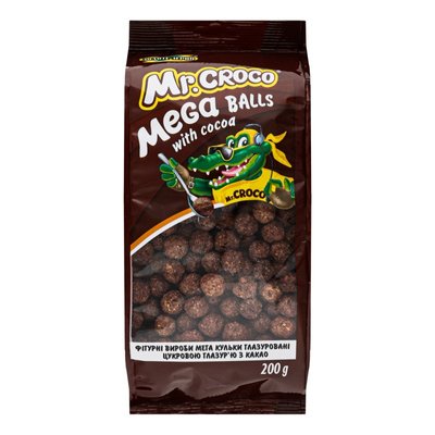 Завтраки сухие глазированный сахарной глазурью с какао Mega Balls Mr. Croco, 200 г 2561710 фото